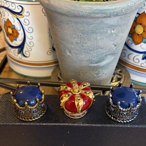 D&G Crown Trinket bottle tops  in Blue and Red with Gold Accents